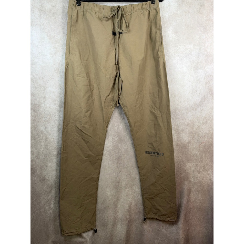 Fear of God Essentials Nylon Cotton Track Pants Tan Beige Cargo Joggers Size M